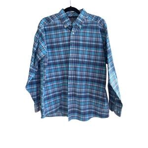 Panhandle Slim Tuf Cooper Performance Blue Plaid Button up XL long sleeve